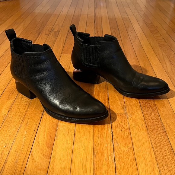 Alexander Wang Black Ankle Boots with Silver Accent - Picture 2 of 8